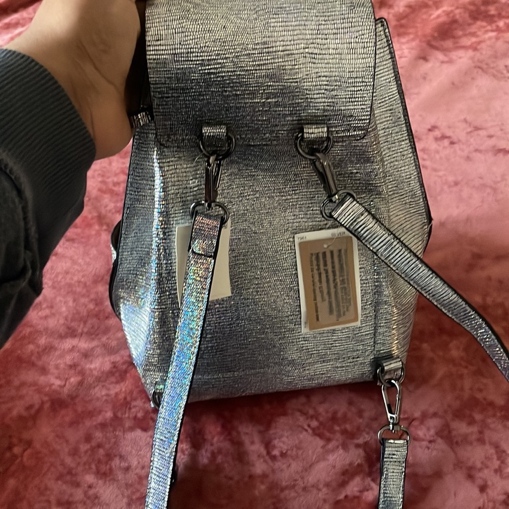 Silver Metallic Small Back Pack - image 4